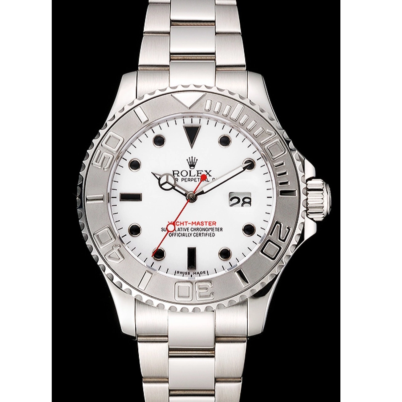 White Case Yacht-Master Stainless And Dial Bracelet Rolex Steel 0729